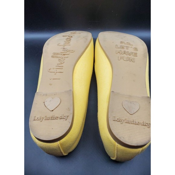 Loly in the Sky Size 7.5 Hello Sunshine Yellow Spring Summer Flats Pre-owned - Picture 10 of 12